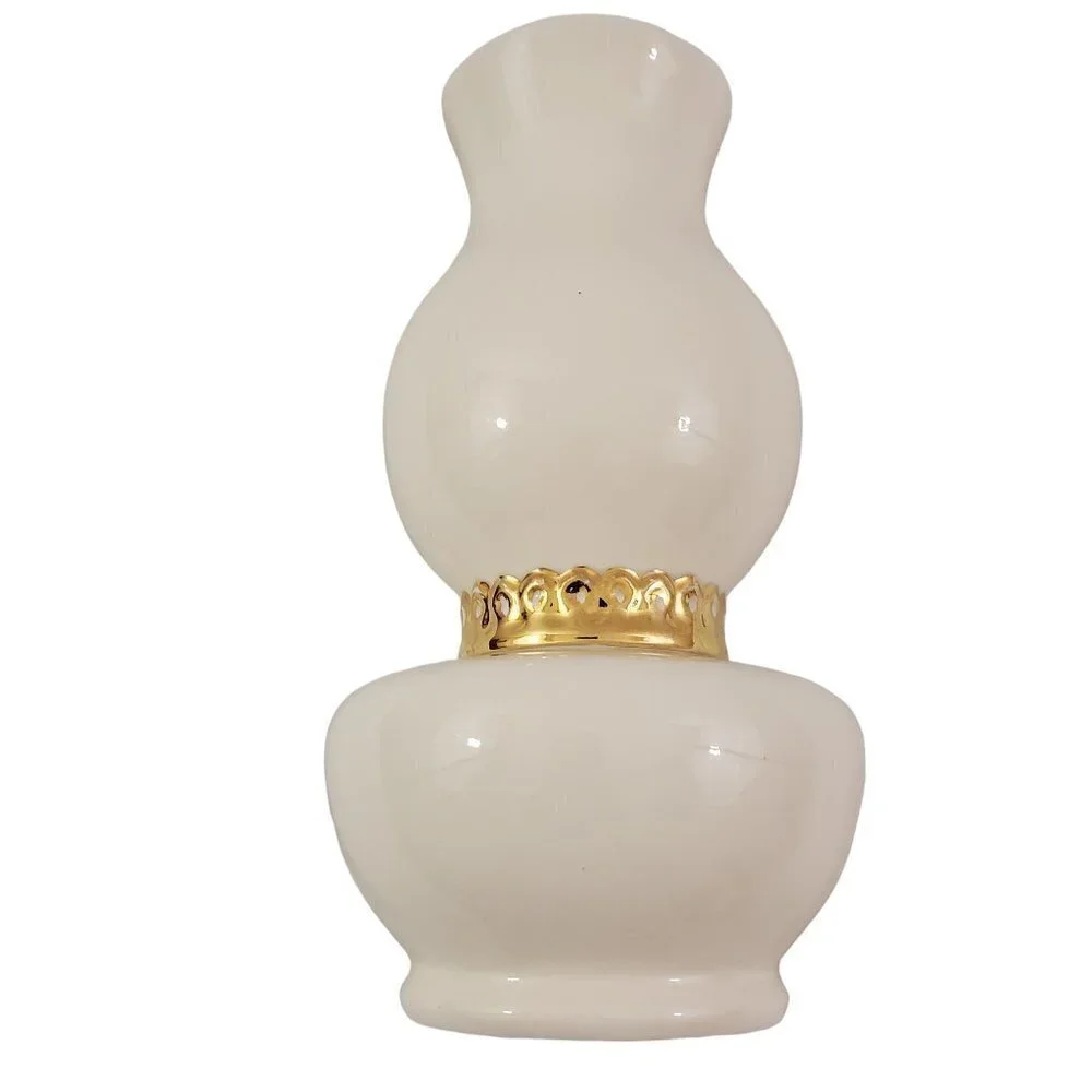 SIGNED Art Ceramic Ivory with Gold Accent Tabletop Wall Vase